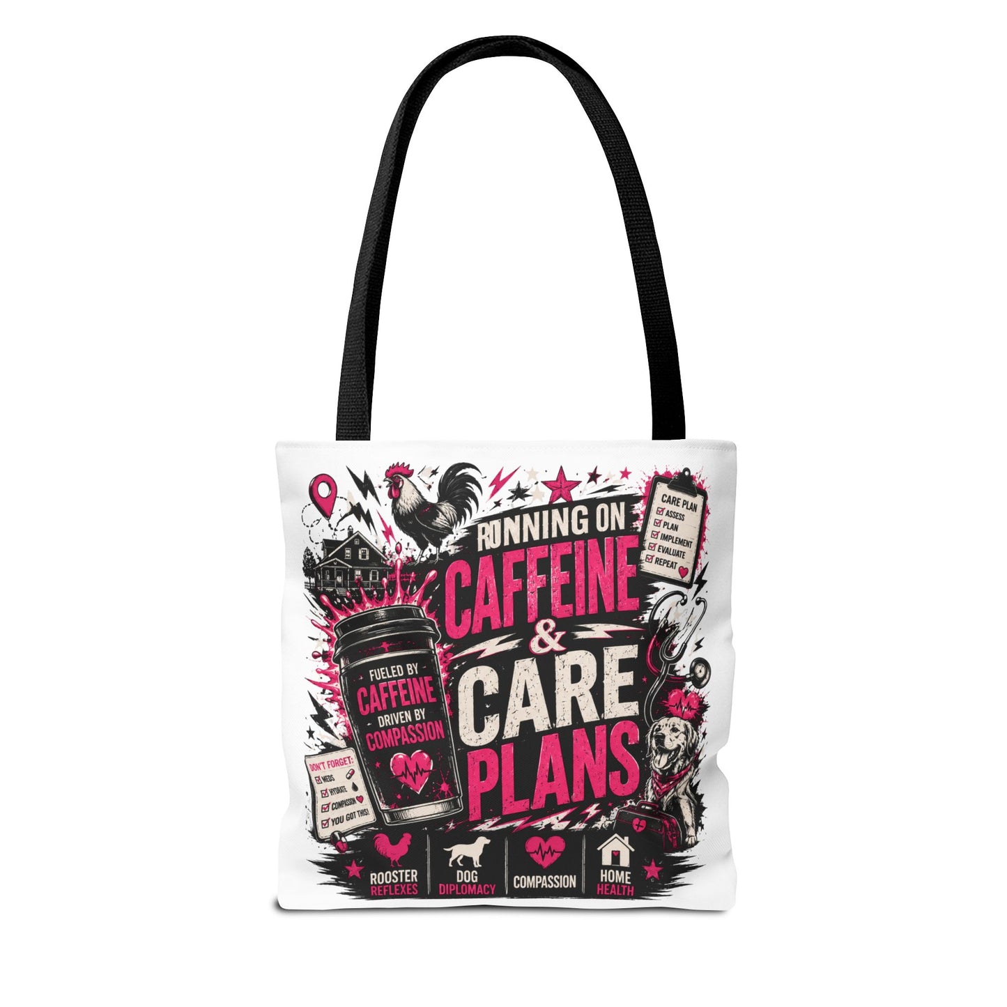 Caffeine & Care Plans Tote Bag — Funny Healthcare Gift
