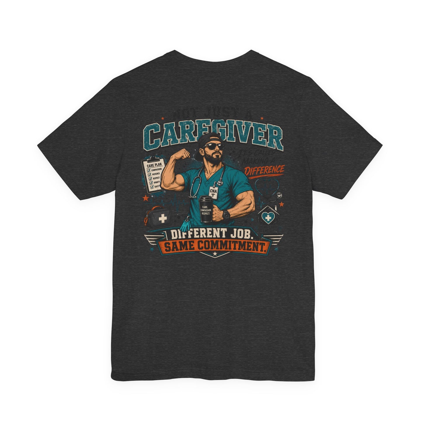 Paramedic T-Shirt – "Not Just a Caregiver" Back Print, Proud Men Health Care