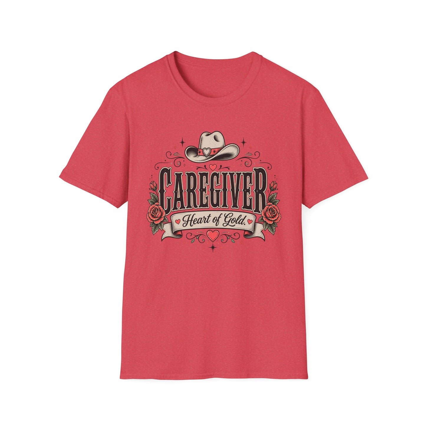 Caregiver T-Shirt — “Heart of Gold” Western Floral Design