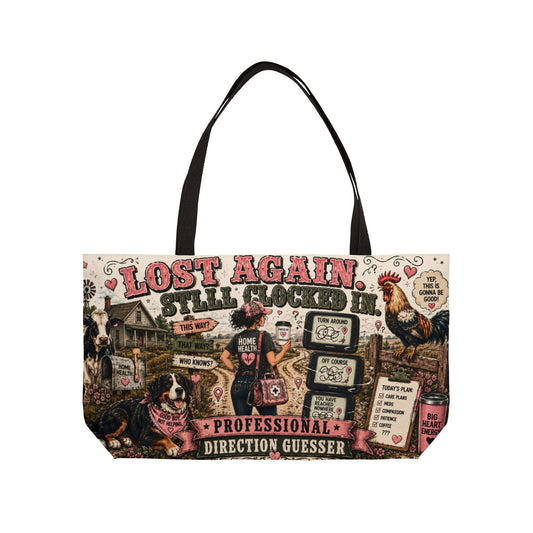 Home Health Care — "Lost Again Still Lookin'" Funny Road-Trip Travel Tote