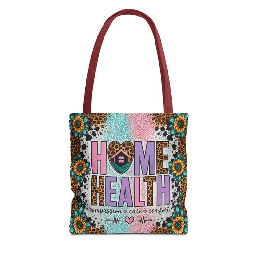 Home Health Tote Bag – 'Compassion • Care • Comfort' Floral Leopard Caregiver Gift