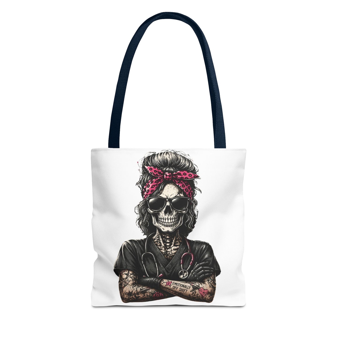Skull Nurse Tote Bag – Goth Medical Canvas Tote with Bandana