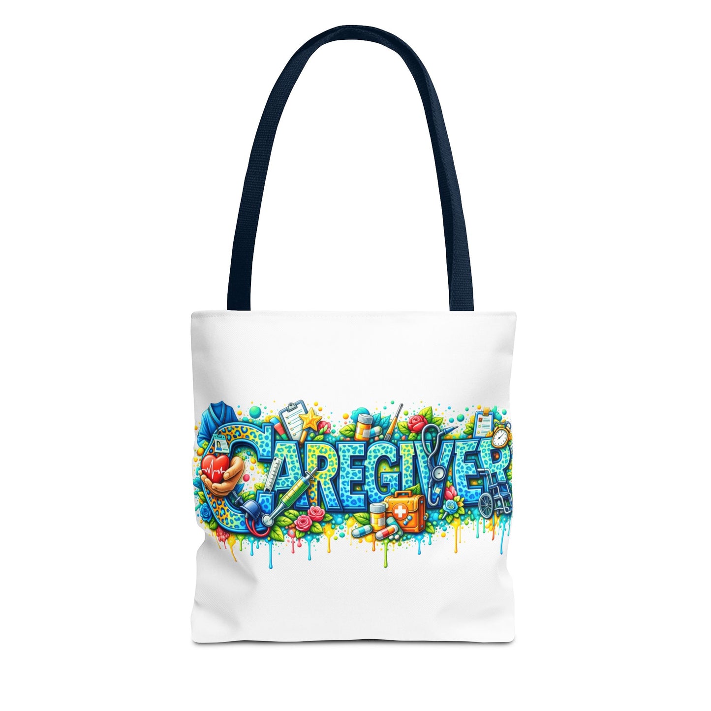 Caregiver Graffiti Tote Bag - Colorful Heartfelt Support Gift