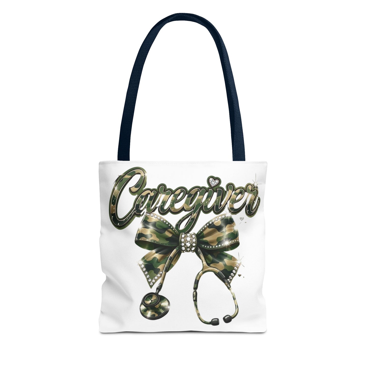 Caregiver Camo Bow Tote Bag — Nurse & Caregiver Stethoscope Tote