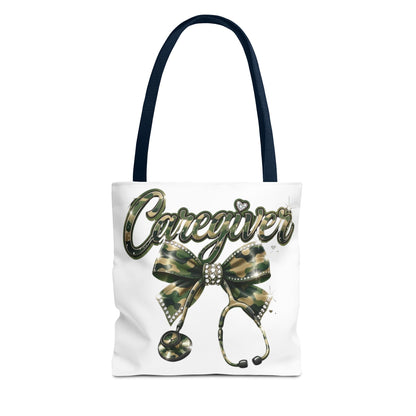 Caregiver Camo Bow Tote Bag — Nurse & Caregiver Stethoscope Tote