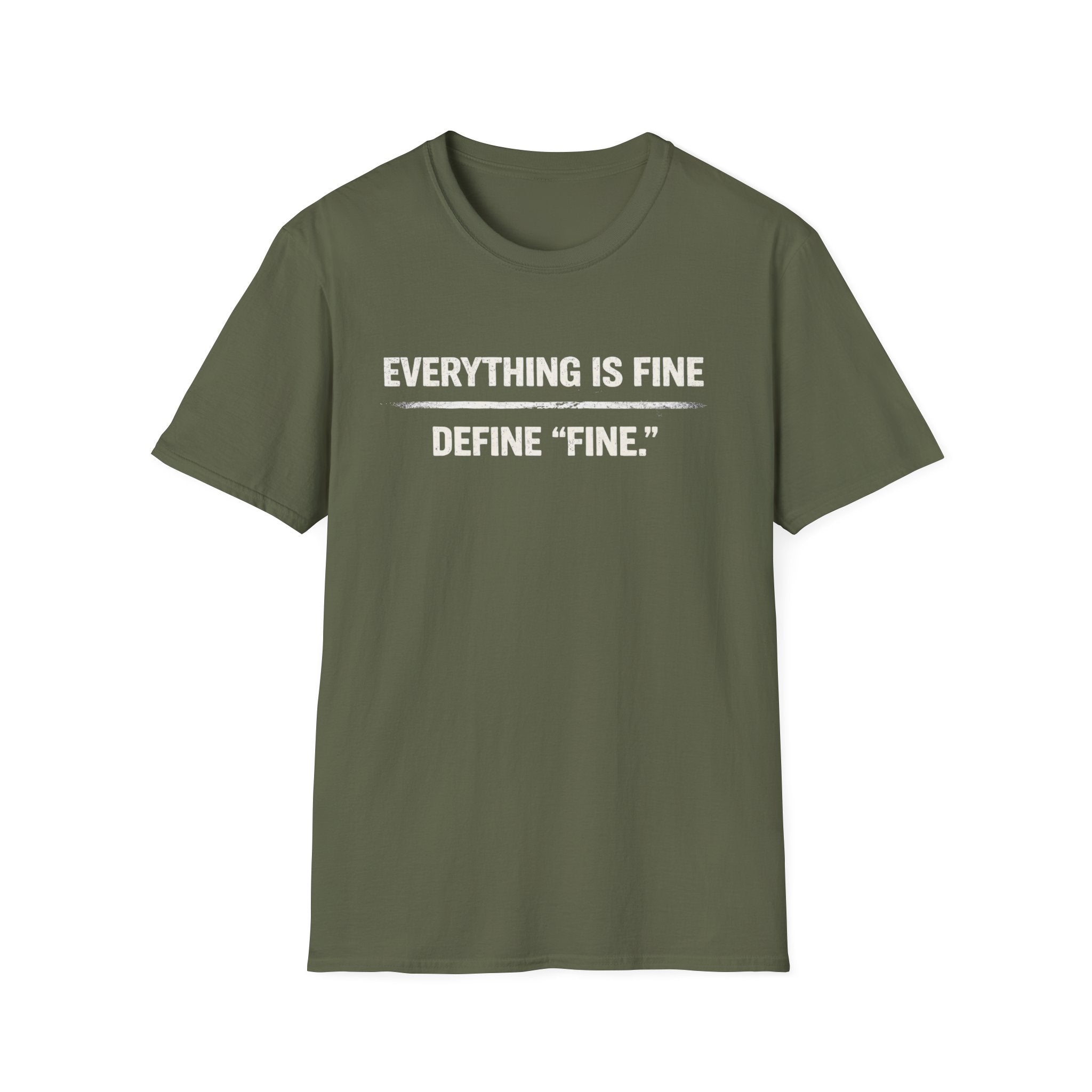 Minimalist 'Everything Is Fine' White Tee — Subtle Irony Graphic T-Shirt