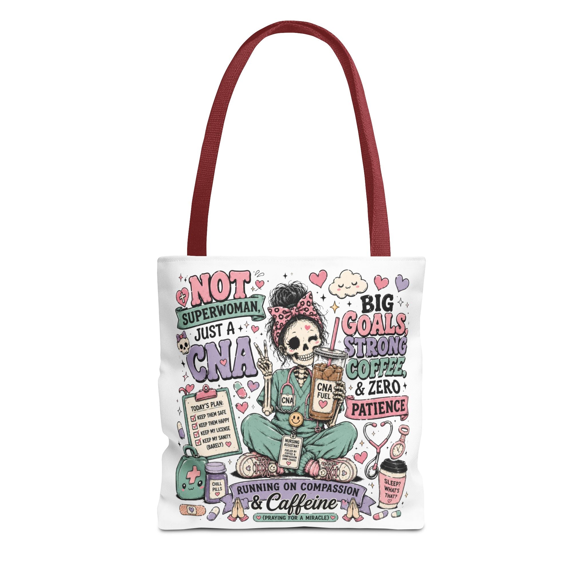 CNA Tote Bag – 'Not Superwoman Just a CNA' Cute Skull