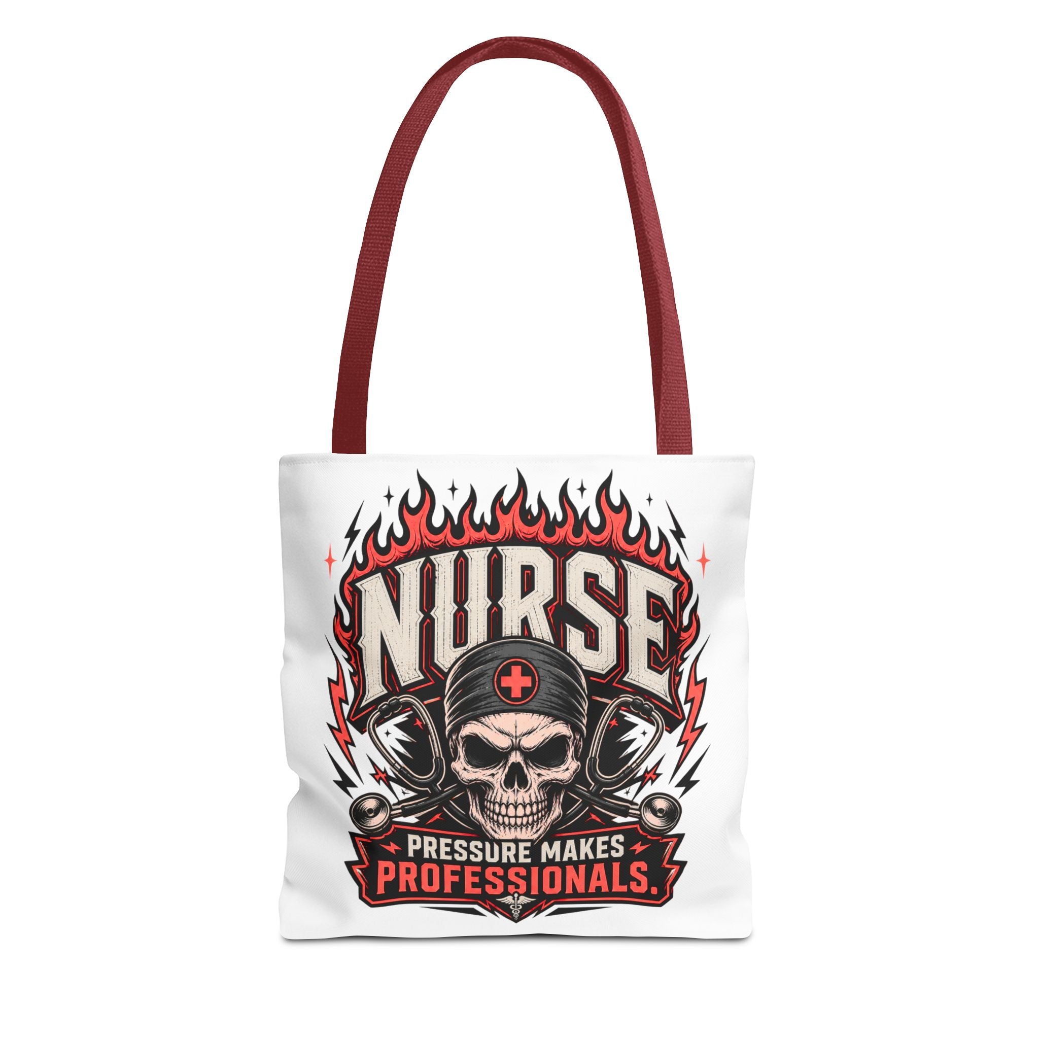 Nurse Skull Tote Bag — "Pressure Makes Professionals" Medical Nurse Gift