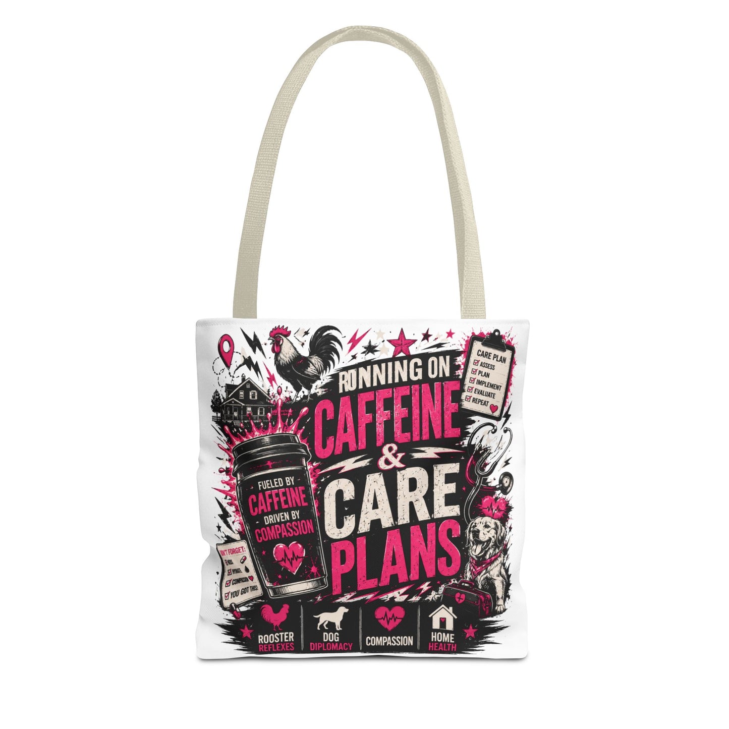 Caffeine & Care Plans Tote Bag —  Funny Healthcare Gift