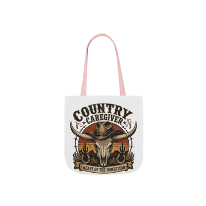 Country Caregiver Tote Bag — Western Skull & Sunset Canvas Tote