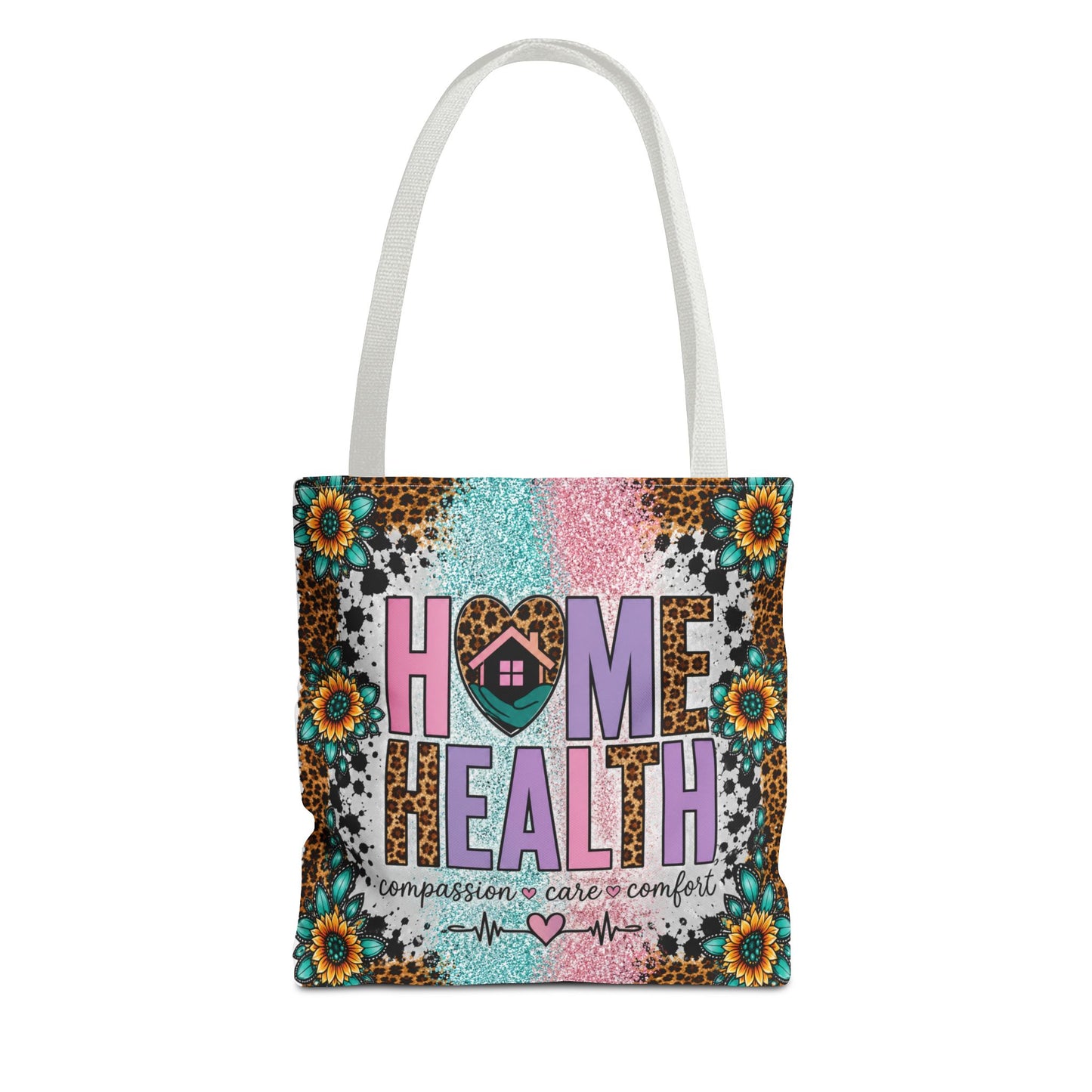 Home Health Tote Bag – 'Compassion • Care • Comfort' Floral Leopard Caregiver Gift
