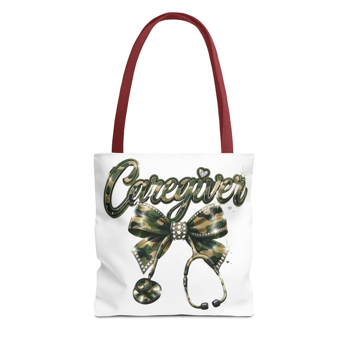 Caregiver Camo Bow Tote Bag — Nurse & Caregiver Stethoscope Tote