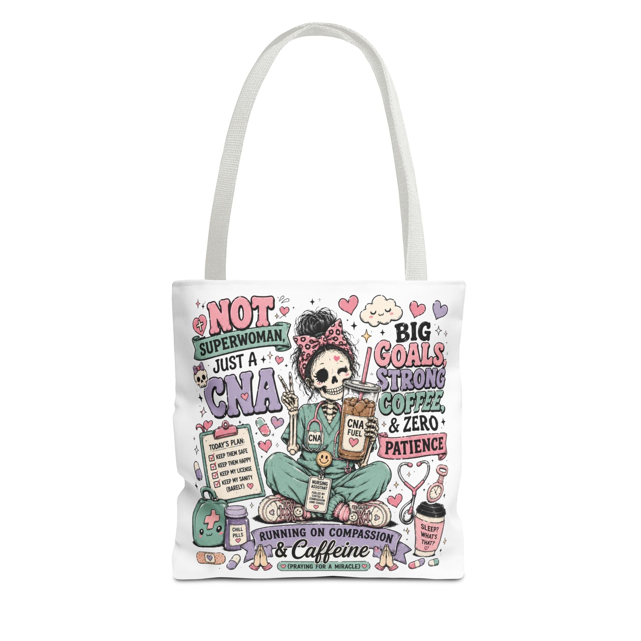 CNA Tote Bag – 'Not Superwoman Just a CNA' Cute Skull