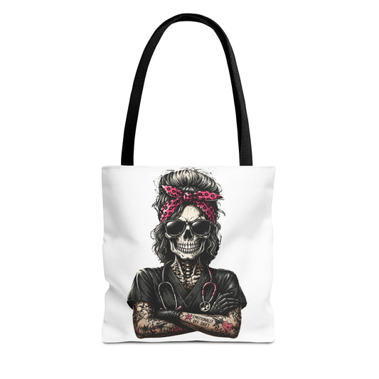 Skull Nurse Tote Bag – Goth Medical  Canvas Tote with Bandana