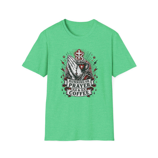 Prayer & Coffee T-Shirt — "Running on Prayer & Coffee" Christian Faith Tee