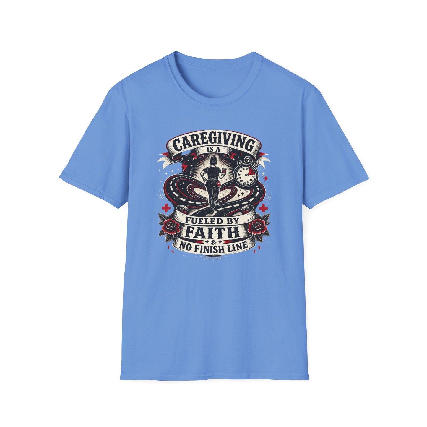 Caregiving T-Shirt — "Caregiving is a Journey Fueled by Faith" Graphic Tee
