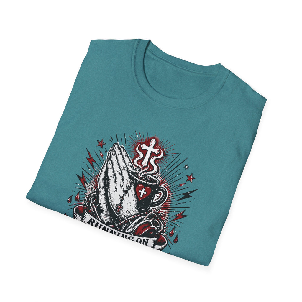 Prayer & Coffee T-Shirt — "Running on Prayer & Coffee" Christian Faith Tee