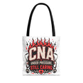 CNA Tote Bag — "Under Pressure, Still Caring" Nursing Assistant Stethoscope Design