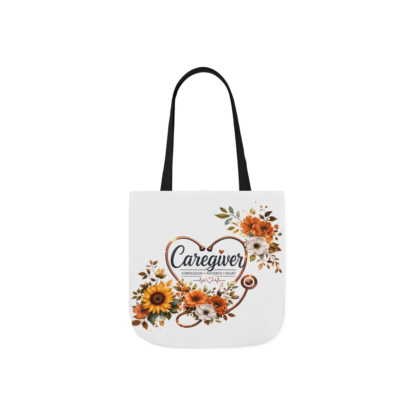 Caregiver Floral Heart Canvas Tote — Sunflower Caregiver Gift Bag