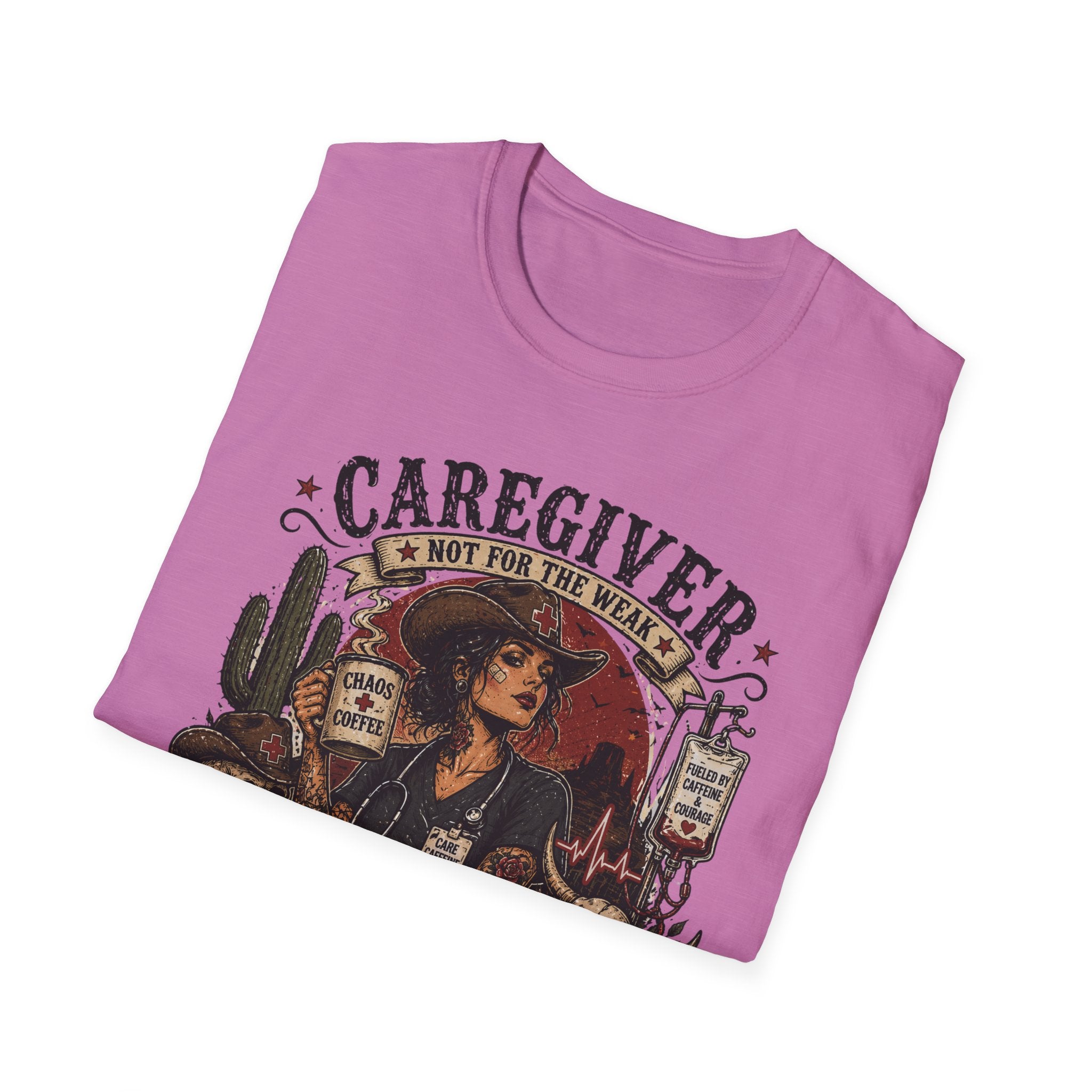 Caregiver Cowboy T-Shirt — "Caregiver: Still Showing Up" Graphic Tee