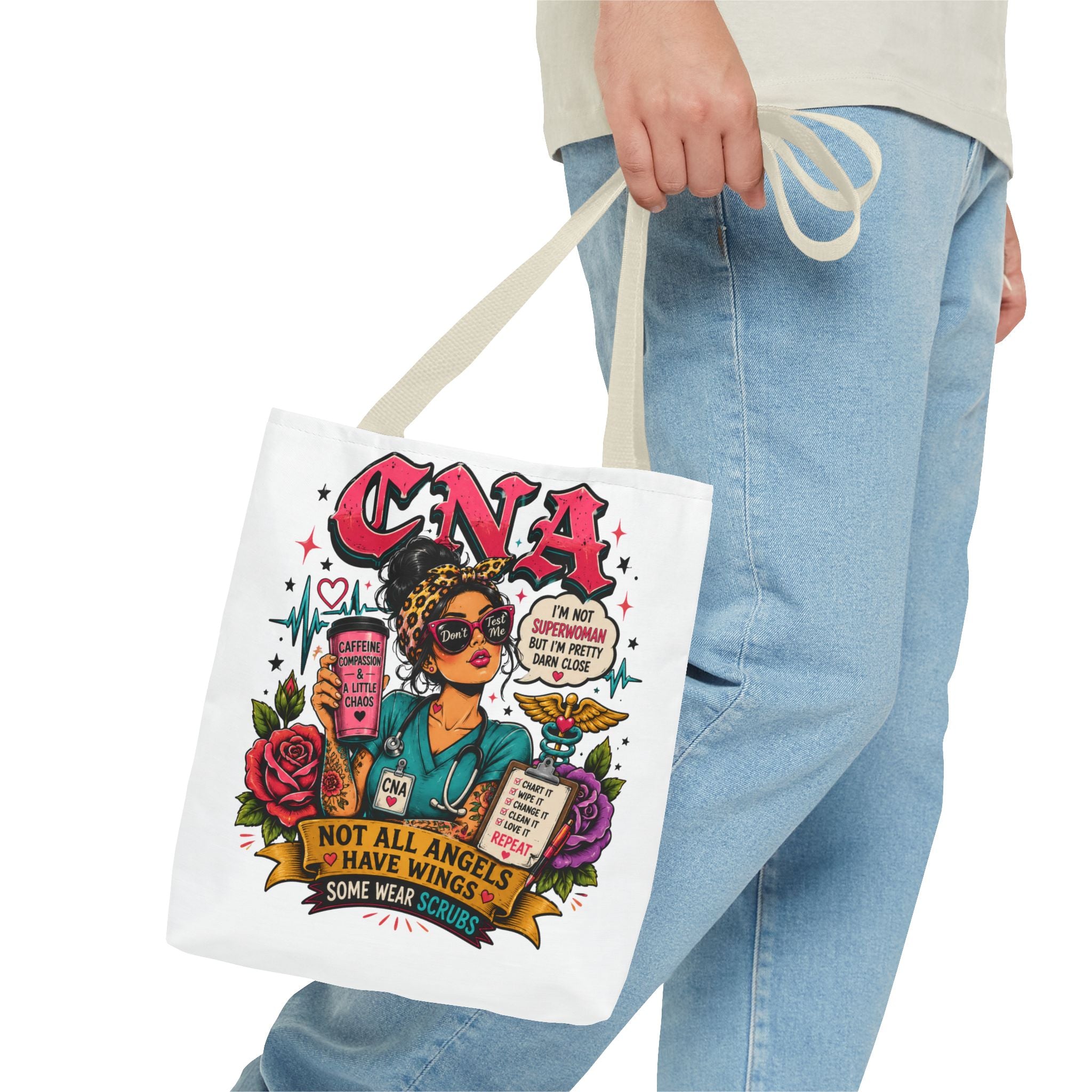 CNA Tote Bag - 'Not All Angels Have Wings, Some Wear Scrubs'