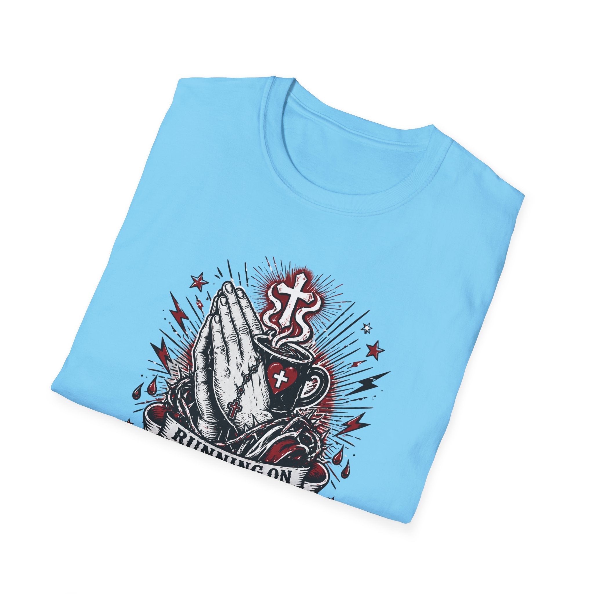 Prayer & Coffee T-Shirt — "Running on Prayer & Coffee" Christian Faith Tee