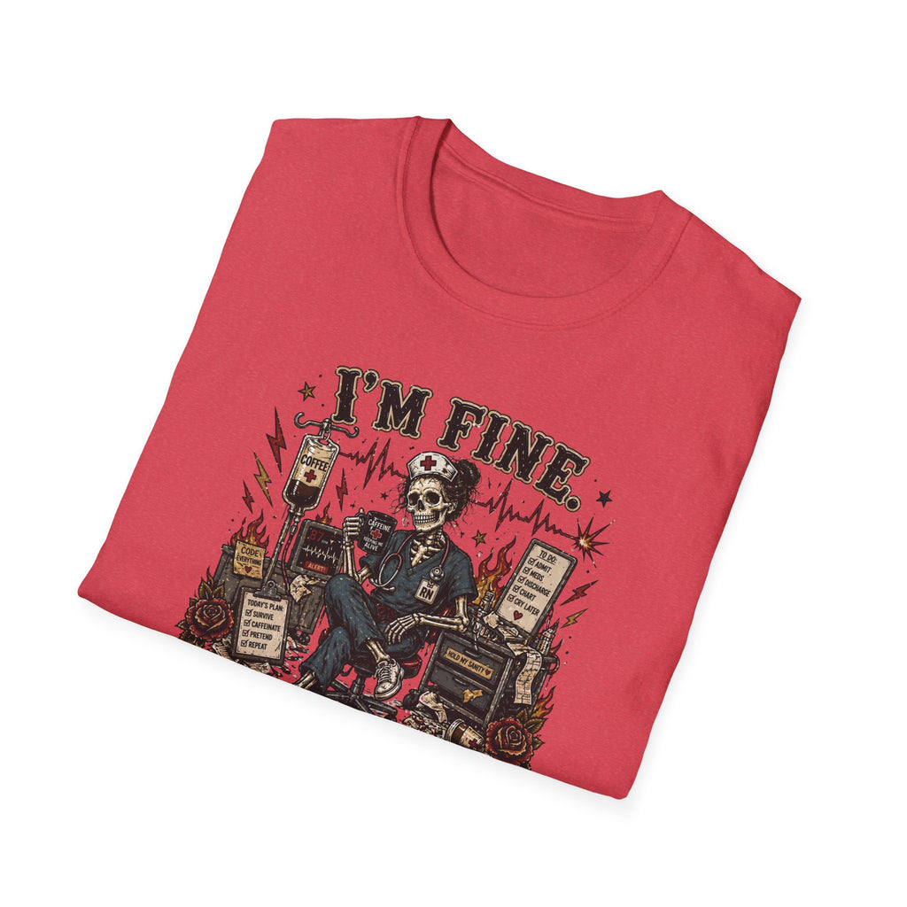 I'm Fine This Is Fine T-Shirt — Dark Humor Skeleton Graphic Tee