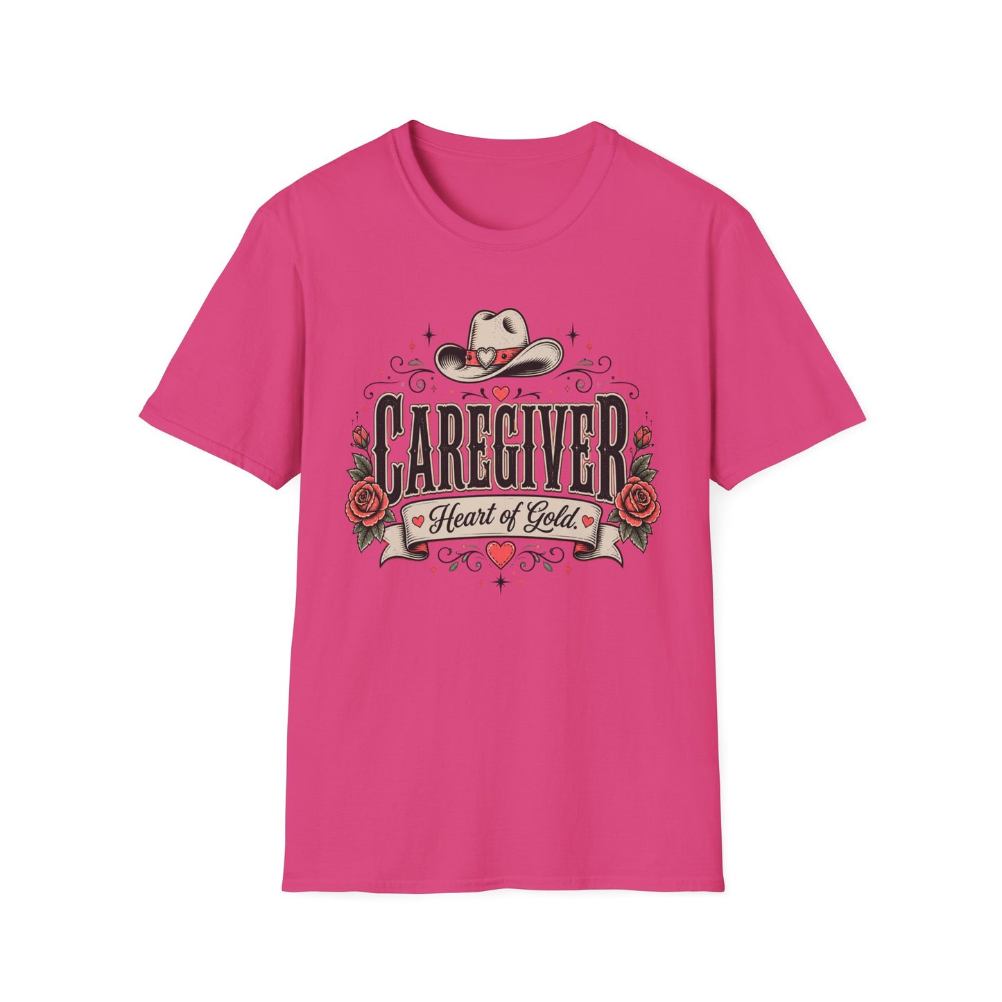 Caregiver T-Shirt — “Heart of Gold” Western Floral Design