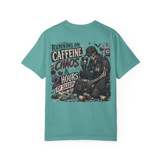Caffeine, Chaos & 2 Hours of Sleep T-Shirt — Health Care  Grunge Graphic Tee