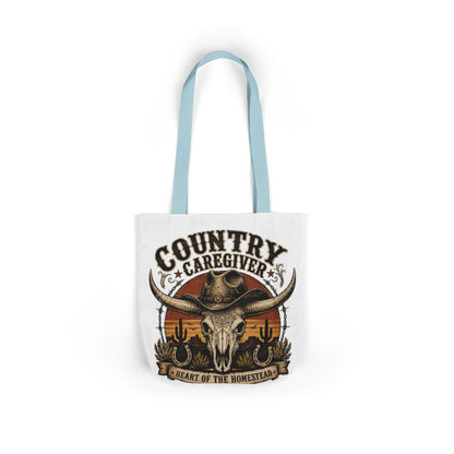 Country Caregiver Tote Bag — Western Skull & Sunset Canvas Tote