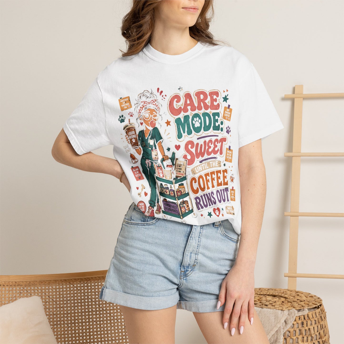 Care Mode Coffee T‑Shirt — "Care Mode: Sweet Until the Coffee Runs Out" Graphic Tee