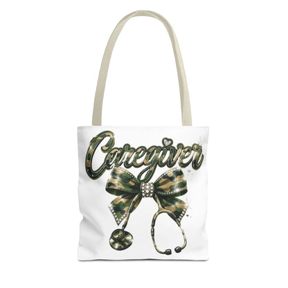 Caregiver Camo Bow Tote Bag — Nurse & Caregiver Stethoscope Tote