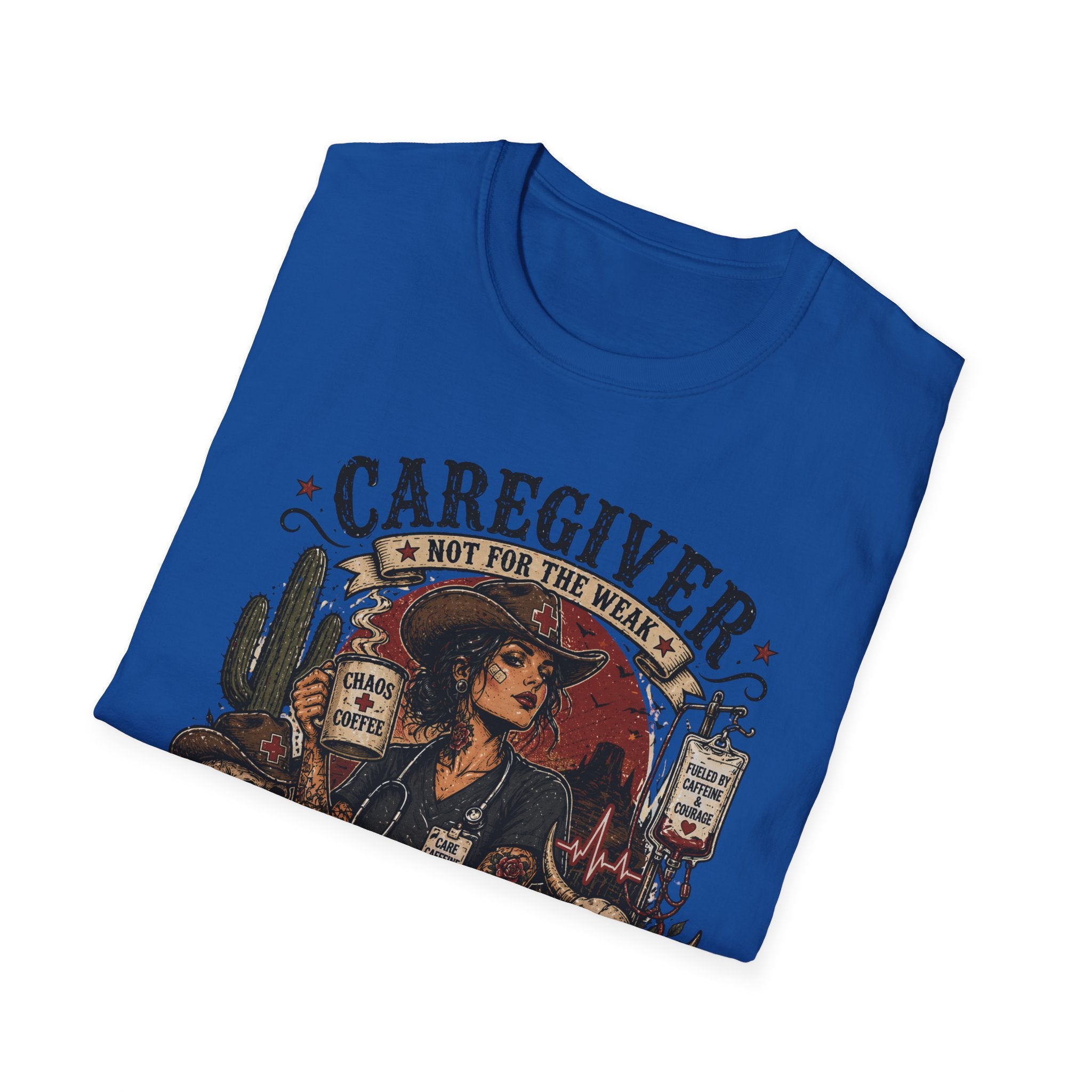 Caregiver Cowboy T-Shirt — "Caregiver: Still Showing Up" Graphic Tee