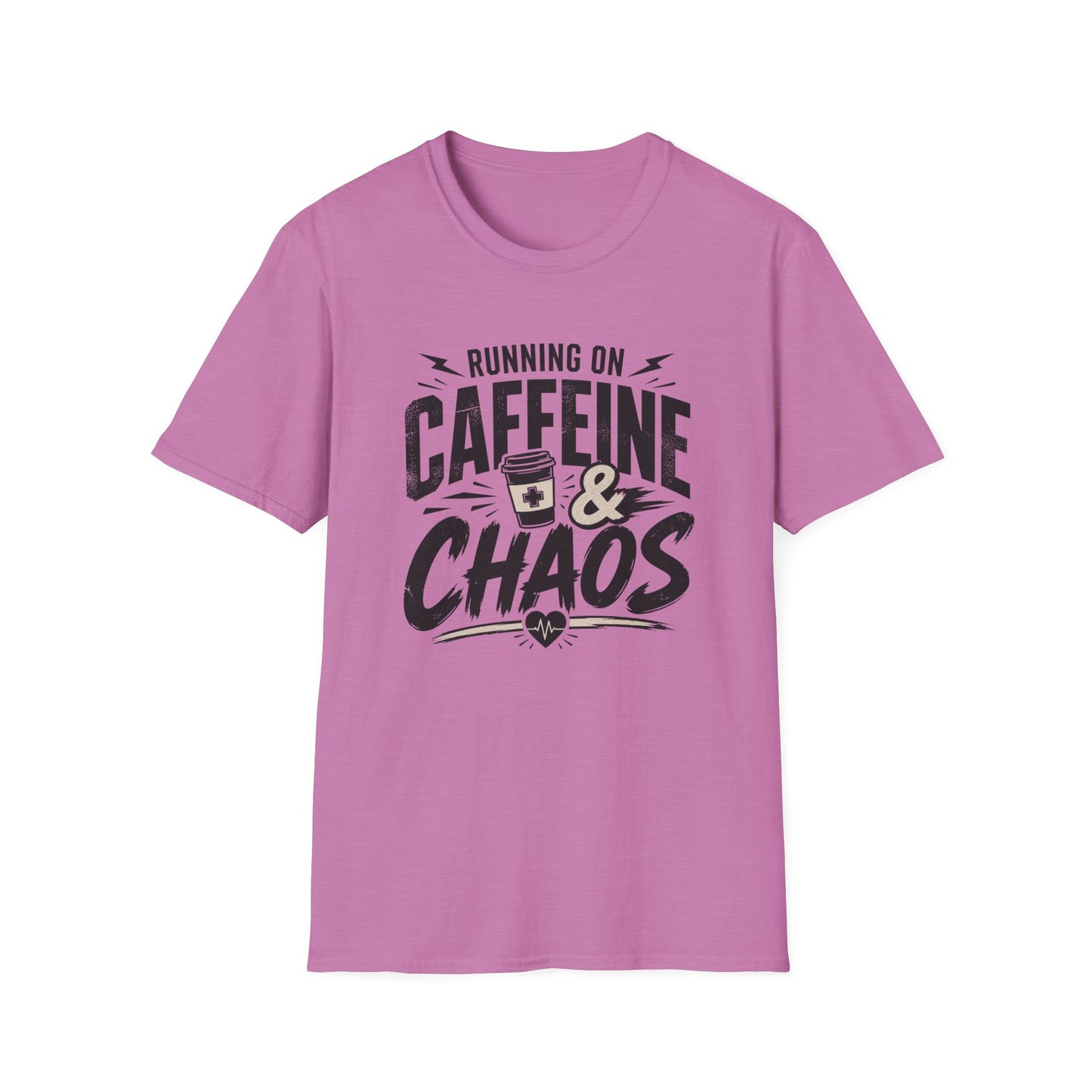 Caffeine & Chaos T-Shirt — "Running on Caffeine & Chaos" Funny Coffee Tee