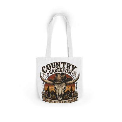 Country Caregiver Tote Bag — Western Skull & Sunset Canvas Tote