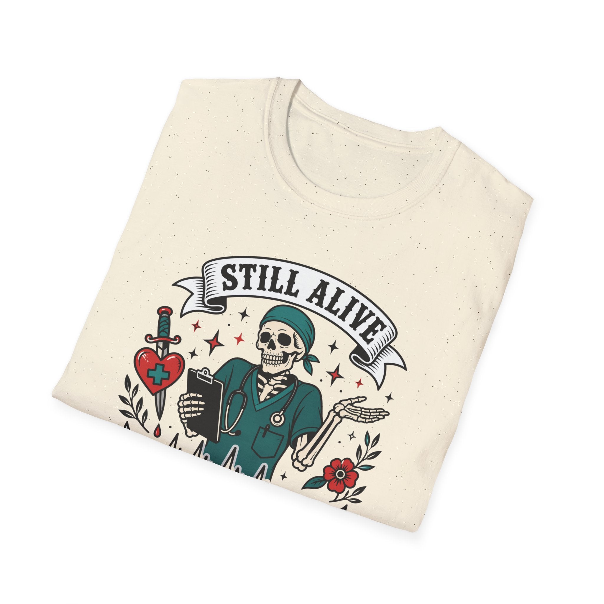 Still Alive Skeleton T-Shirt — "Still Alive You're Welcome" Graphic Tee