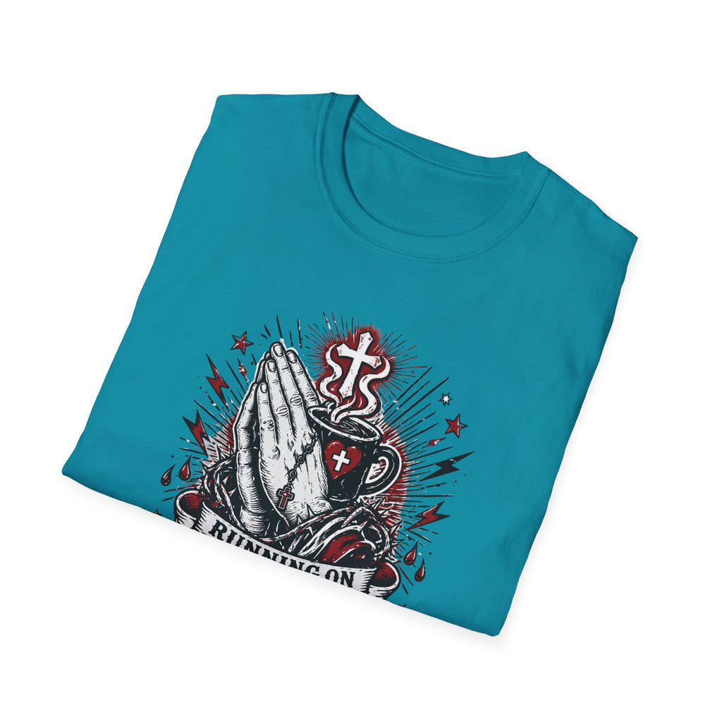 Prayer & Coffee T-Shirt — "Running on Prayer & Coffee" Christian Faith Tee