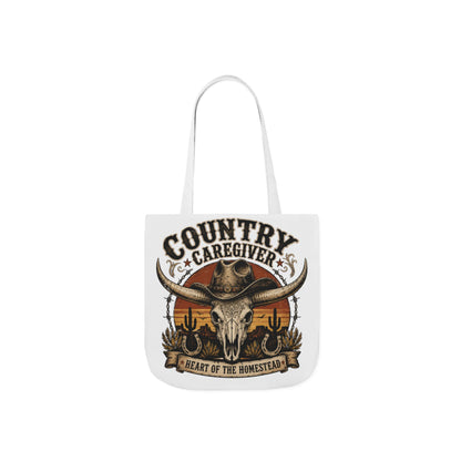 Country Caregiver Tote Bag — Western Skull & Sunset Canvas Tote