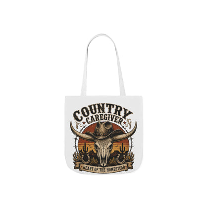 Country Caregiver Tote Bag — Western Skull & Sunset Canvas Tote