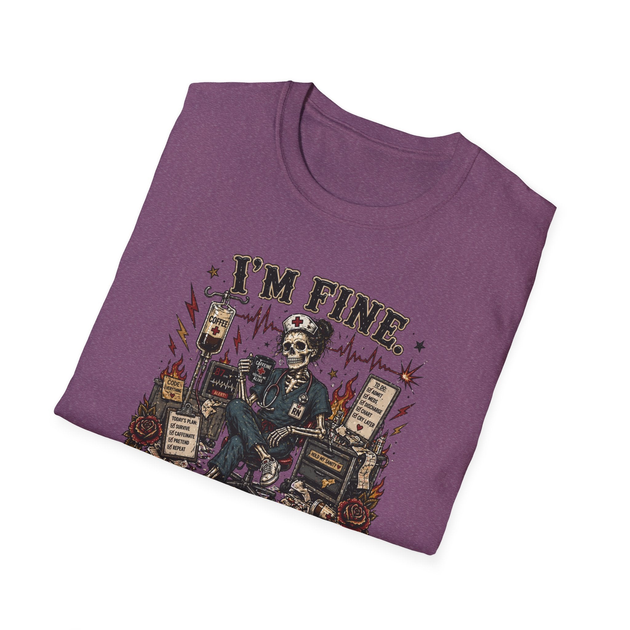 I'm Fine This Is Fine T-Shirt — Dark Humor Skeleton Graphic Tee