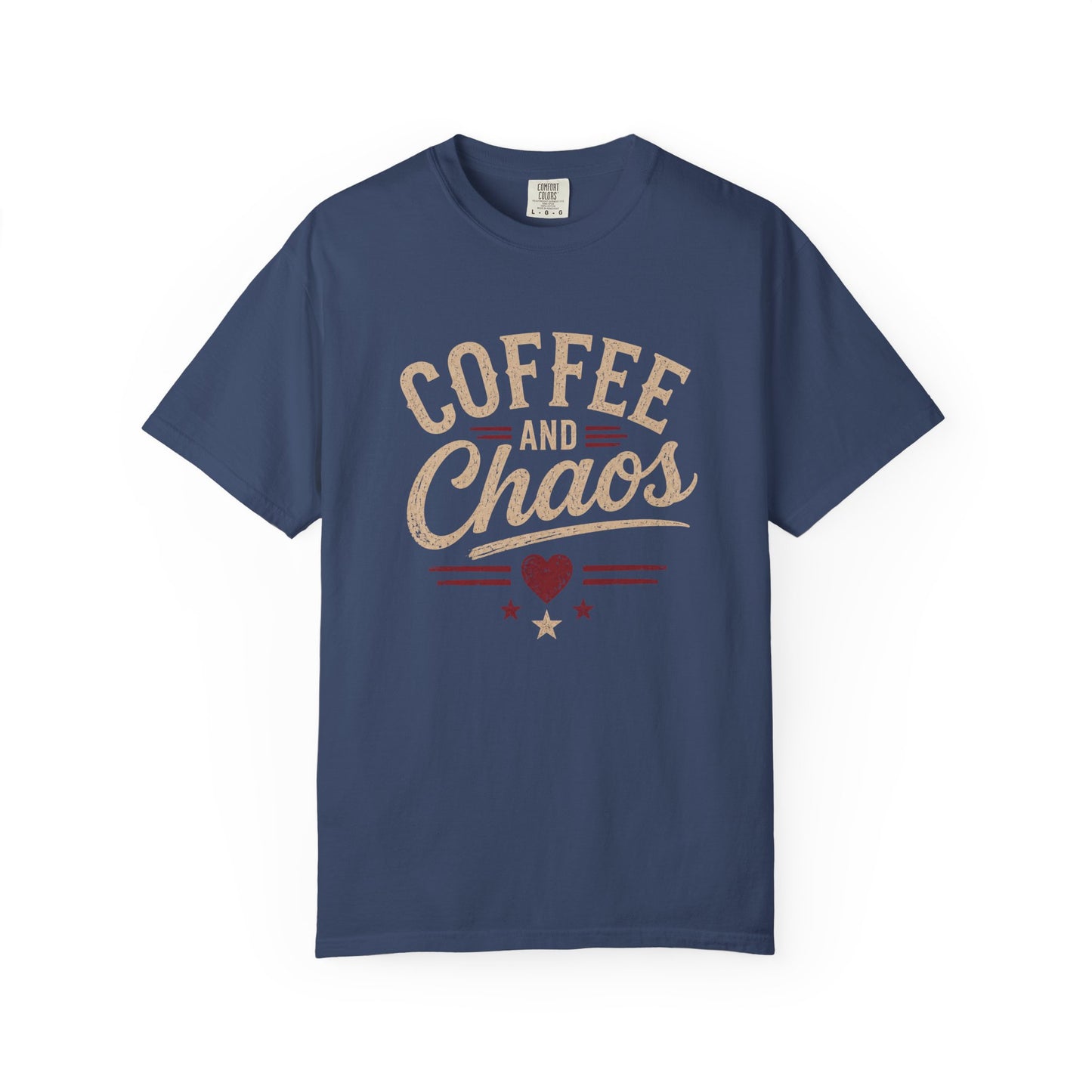 Coffee and Chaos T-Shirt – Vintage Script Graphic Tee for Coffee Lovers