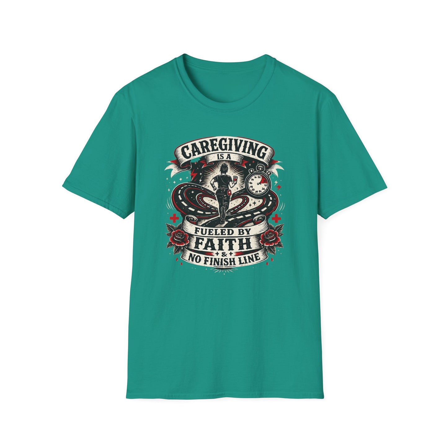Caregiving T-Shirt — "Caregiving is a Journey Fueled by Faith" Graphic Tee