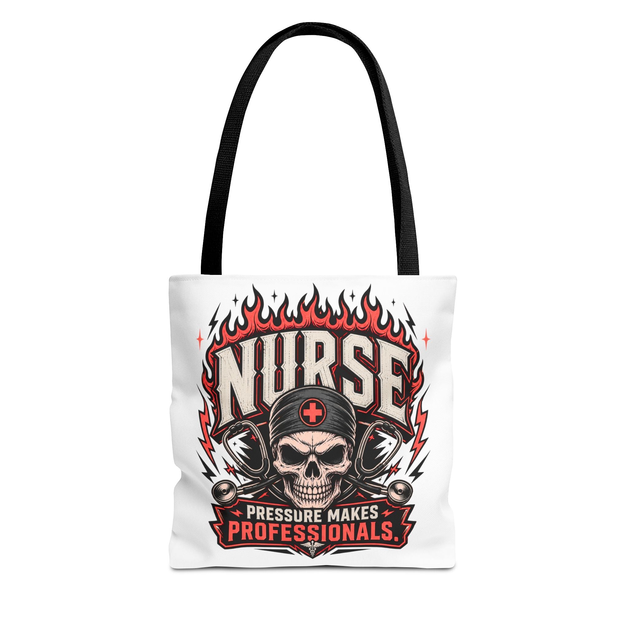 Nurse Skull Tote Bag — "Pressure Makes Professionals" Medical Nurse Gift