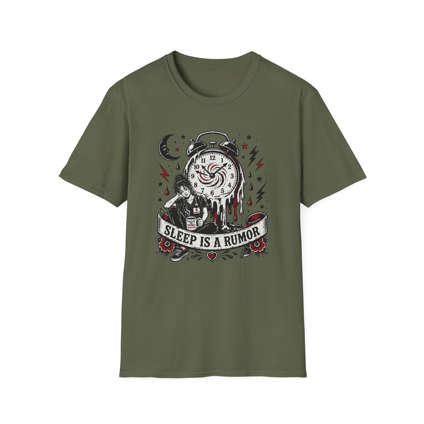 Sleep Is A Rumor T-Shirt – Goth Alarm Clock Graphic Tee
