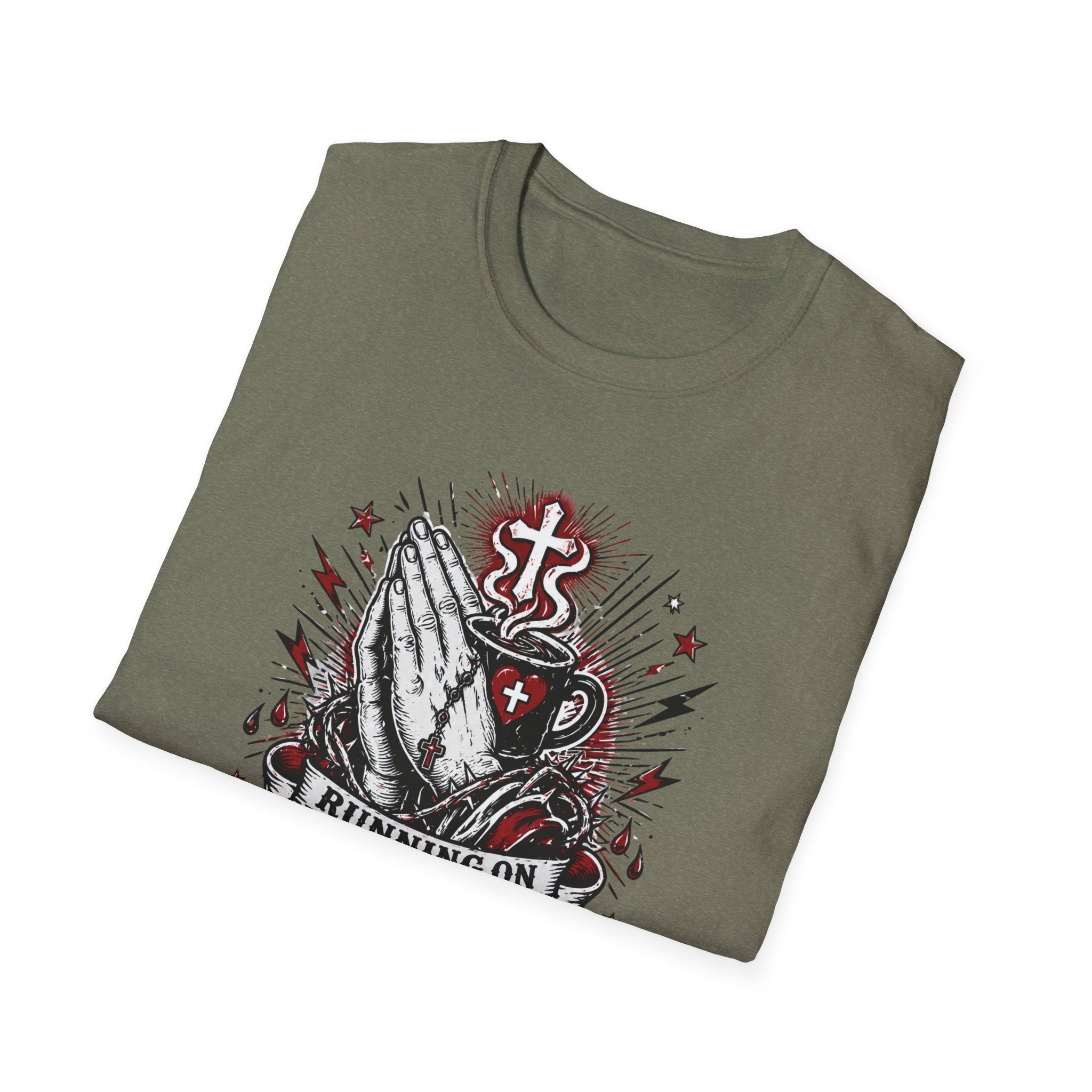 Prayer & Coffee T-Shirt — "Running on Prayer & Coffee" Christian Faith Tee