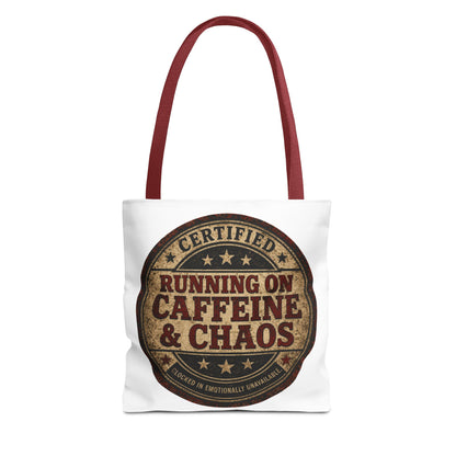 Running on Caffeine & Chaos Tote Bag