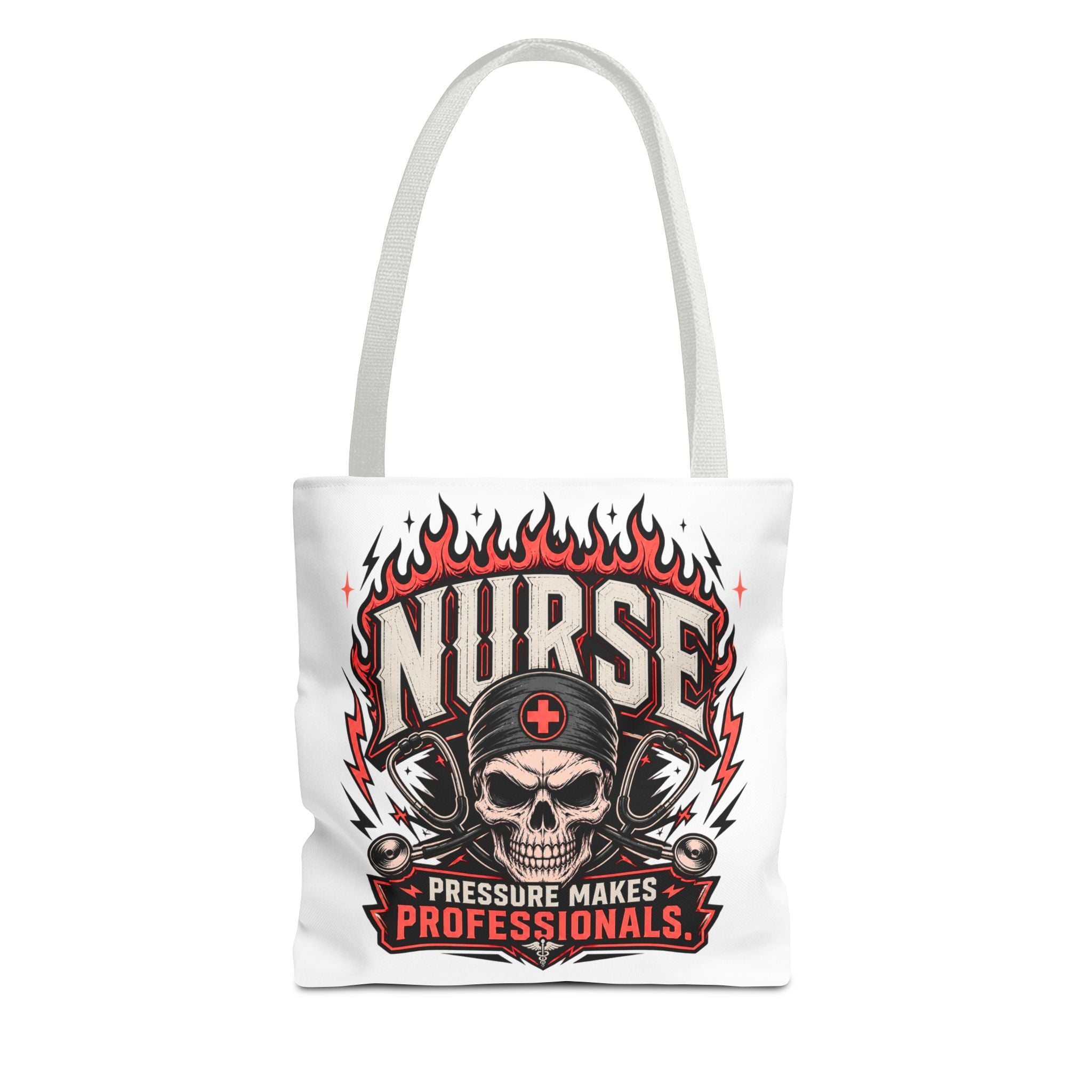 Nurse Skull Tote Bag — "Pressure Makes Professionals" Medical Nurse Gift
