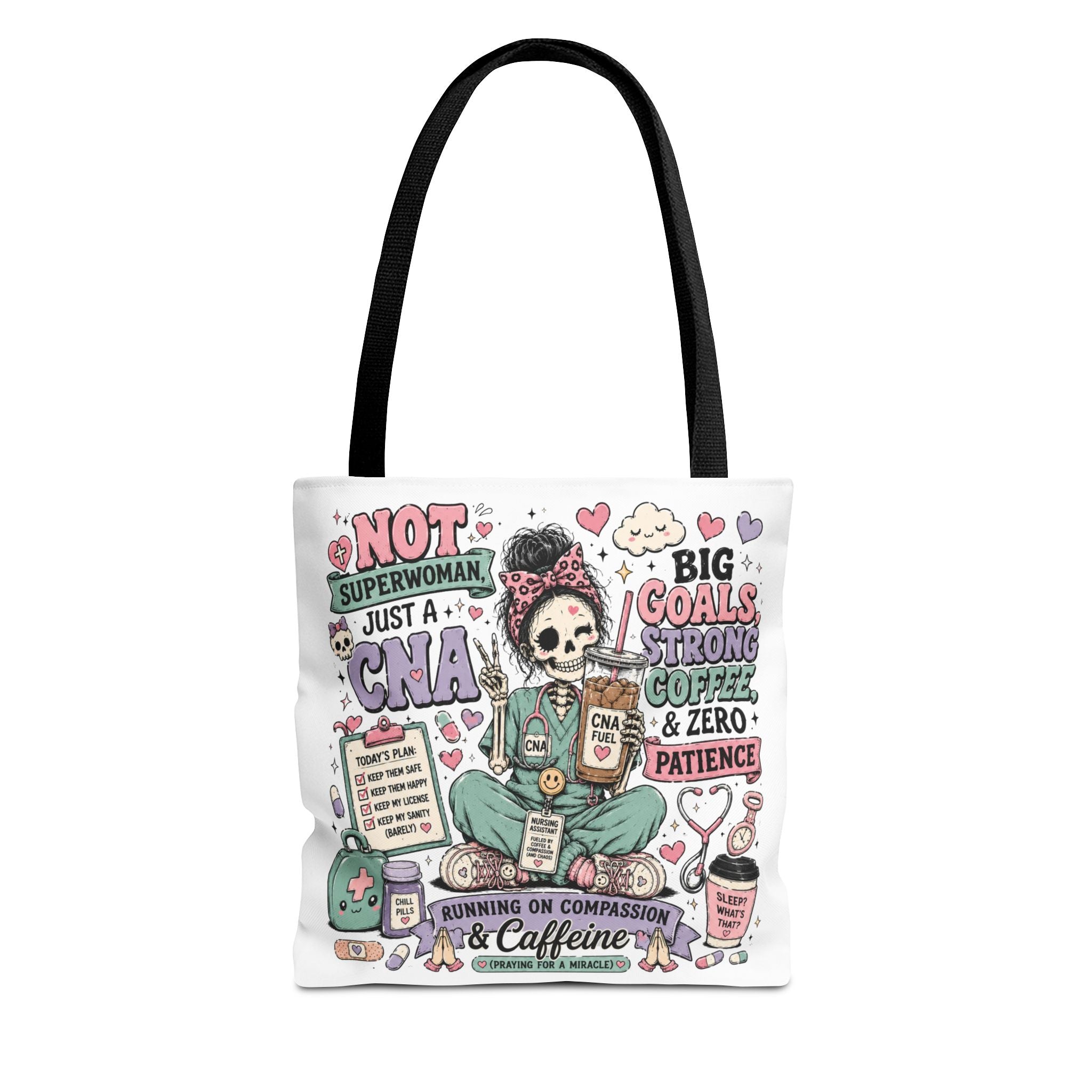 CNA Tote Bag – 'Not Superwoman Just a CNA' Cute Skull