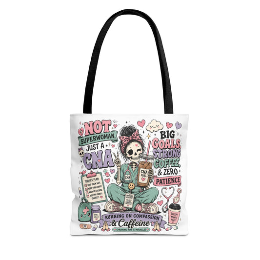 CNA Tote Bag – 'Not Superwoman Just a CNA' Cute Skull