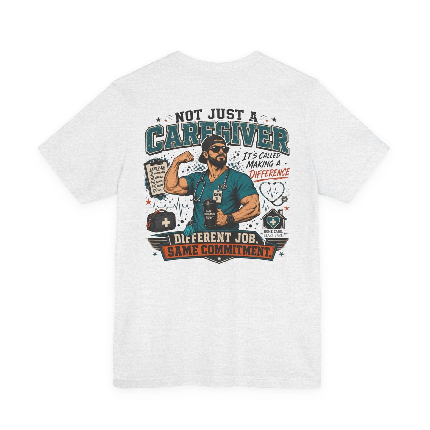 Paramedic T-Shirt – "Not Just a Caregiver" Back Print, Proud Men Health Care